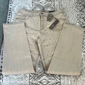 Chico’s So Slimming Scattered Stones Vintage Grey Wash Slim Leg Jean Size 2R.NWT
